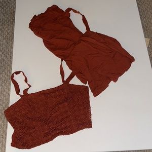 Crop top and high waisted pant set